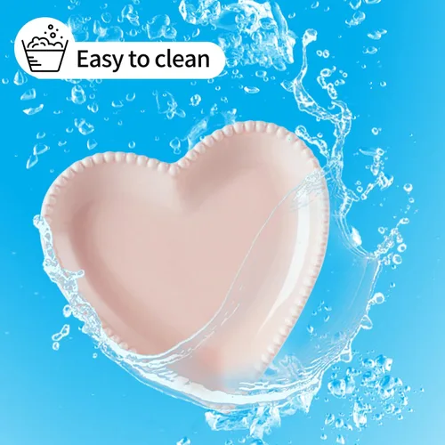 Vista 7 de OMAYKEY Platos de cerámica de postre de 6.3 pulgadas, platos pequeños de ensalada, platos de porcelana en forma de corazón, platos llanos