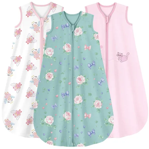 Vista 29 de Yoofoss Saco para dormir para bebé de 6 a 12 meses, TOG de 0.5, manta que se lleva puesta, cremallera bidireccional, tela de algodón 100 %