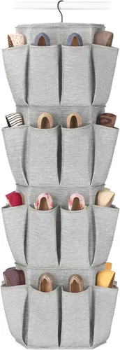 Vista 3 de Whitmor Organizador Giratório para Armario - 4 Estantes y 24 Bolsillos - Gris Rayado