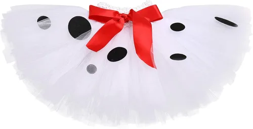 Vista 3 de IDOPIP Ladybug - Disfraz de cumpleaños dálmata para niñas bebés, mameluco con lunares y falda tutú con diadema para Halloween