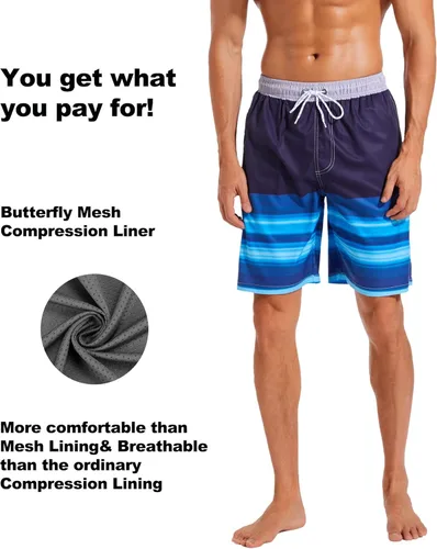 Vista 4 de difficort Traje de baño para hombre con forro de compresión de secado rápido con bolsillos con cremallera