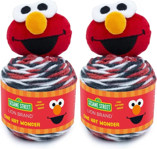Vista 11 de Lion Brand Yarn Sesame Street One Hat Wonder - Ovillo de lana (tamaño grande, 2 unidades)