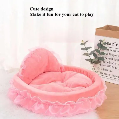 Cama lavable de princesa para perros y gatos pequeños y medianos, cojín cálido de felpa suave para sofá tipo cueva, tapete acogedor para Azul
