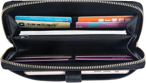 Vista 4 de Cartera de pulsera para mujer con soporte para teléfono celular con cremallera alrededor del bolso