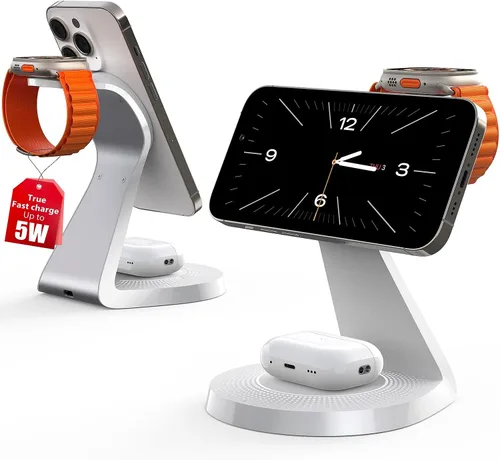 Vista 9 de Estación de carga 3 en 1 para dispositivos Apple, soporte de cargador Mag-Safe de carga rápida, cargador inalámbrico para iPhone serie