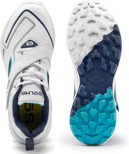 Vista 5 de SOLM8-Cricket Shoes for Men Rubber Spikes, All Round Performance Footwear for Turf & Grass (Available in Blue Red and Navy Teal)