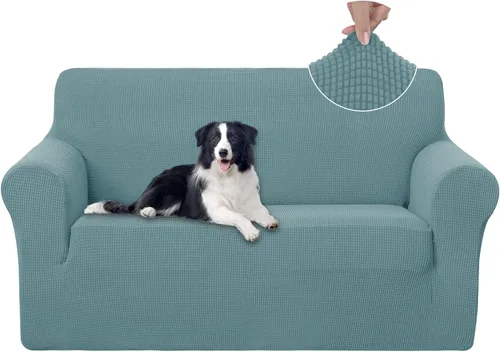 Vista 30 de U-NICE HOME Funda elástica para sofá, lavable, protector de muebles para sofá de 3 cojines, apta para mascotas (sofá, beige)