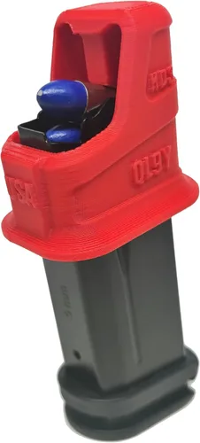 Vista 2 de Taurus G2/G2C, G3/G3C, PT-111, TH-9; Jimenez JA 9-9MM Cargador de velocidad de cargador de doble pila (rojo) QL9Y