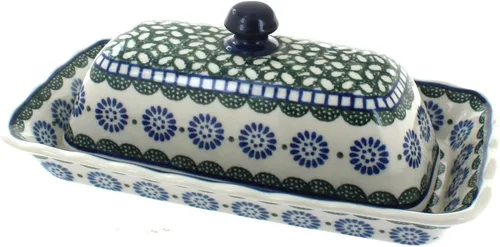 Vista 5 de Plato de mantequilla Alyce de cerámica polaca Blue Rose