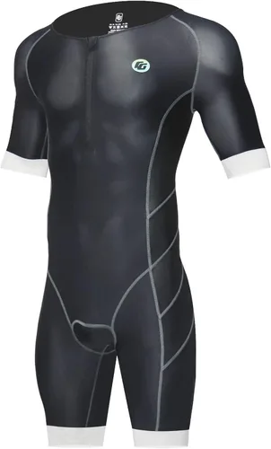 Vista 11 de Trajes de triatlón para hombre de una pieza sin mangas Trisuits traje de piel húmedo para correr ciclismo natación