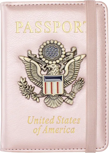 Vista 11 de Funda para pasaporte y ranura para tarjetero, con bloqueo RFID, cartera de piel para pasaporte de viaje para hombres y mujeres, protector de Rojo