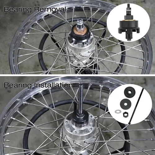 Vista 5 de ReluxGo Kit de herramientas de extracción de rodamientos de rueda para Harley Davidson, herramienta de extracción e instalación de rodamientos