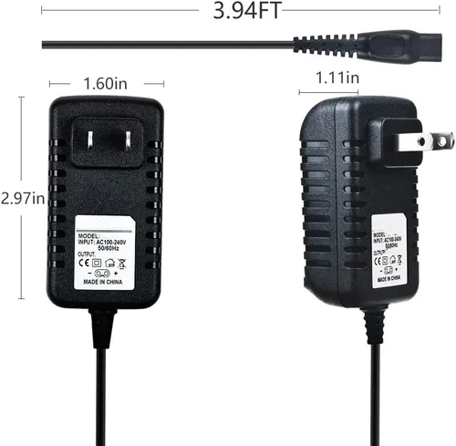 Vista 4 de Cargador de CA compatible con Philips Norelco 8894XL 9170XL 8140XL Cable de alimentación de afeitadora PSU
