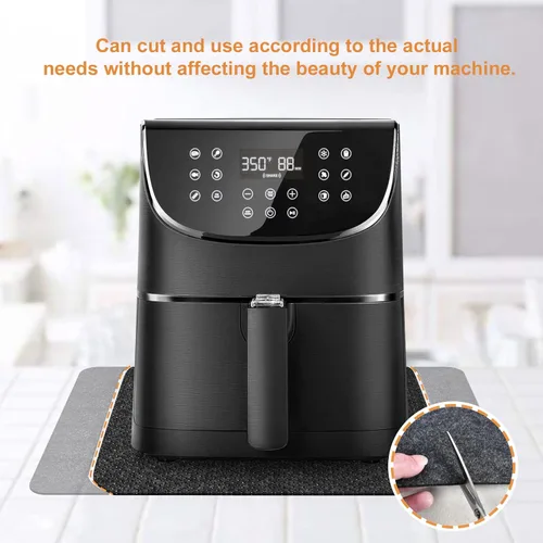 Vista 3 de SIUDANGKA 2 alfombrillas resistentes al calor para freidora de aire, cafetera, tostadora, protector de encimera rectangular negro de fieltro