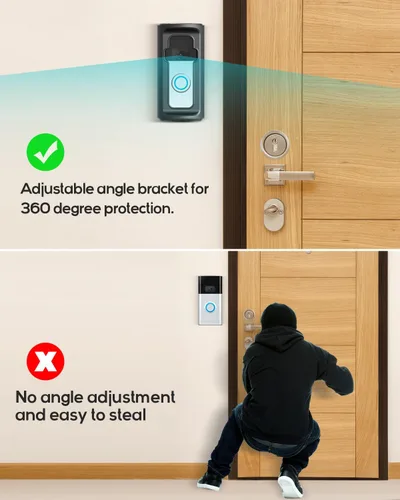 Vista 5 de KMOUANTS Soporte de Montaje de Ángulo Ajustable de 360° Grados para Timbre Compatible con Ring/Timbre de Video Inalámbrico/Timbre de Batería