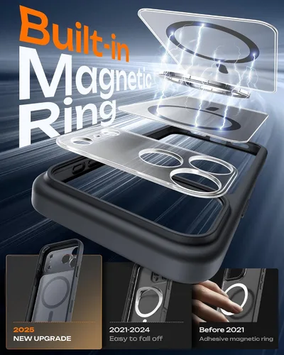 Vista 1264 de TOCOL Funda para iPhone 11, compatible con Magsafe, protección completa de cámara, imanes integrados, protección contra caídas, funda translúcida