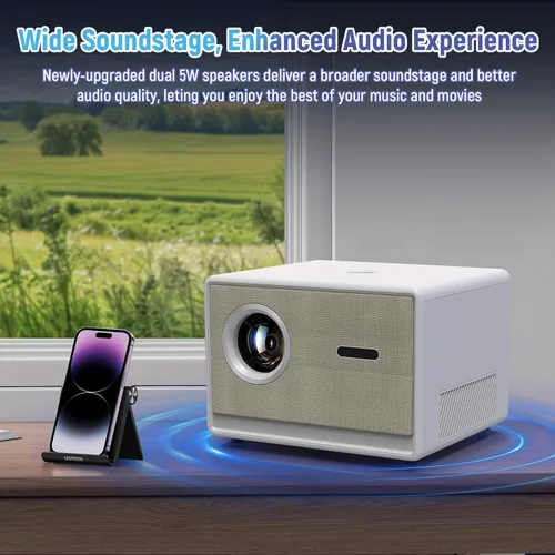Vista 5 de Proyector con WiFi y Bluetooth｜3 años de protección｜2000ANSI nativo 1080P/4K compatible｜Proyector de tiro corto para hogar y exterior｜Aplicaciones