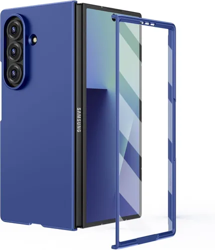 Vista 23 de Ruky Funda para Samsung Galaxy Z Fold 5, cubierta de cuerpo completo con protector de pantalla integrado, soporte de carga inalámbrica de PC duro