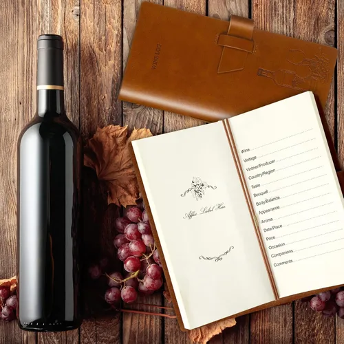 Vista 7 de Gueevin Diario de pasaporte de vino de piel sintética, libro de cata de vinos de bolsillo, diario de cata de vino, libro de registro de cerveza