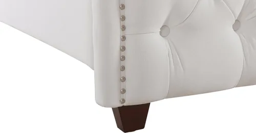 Vista 8 de Jennifer Taylor Home - Juego de cama Marcella, tapizado, con cabecera con paneles laterales, tamaño Queen, poliéster blanco brillante