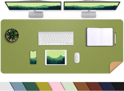 Vista 63 de Protector de escritorio de cuero, tapete de escritorio grande con corcho natural y cuero PU, alfombrilla para mouse, alfombrilla de escritorio