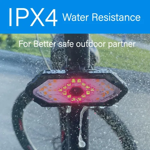 Vista 5 de Luz trasera para bicicleta con intermitentes USB recargable inalámbrico control remoto IPX4 impermeable ultra brillante LED advertencia de seguridad