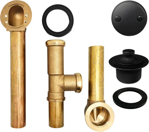 Vista 2 de Westbrass Pull & Drain D3262-62 - Desechos de baño de 14 pulgadas, tubo de calibre 17, negro mate, D3262-62