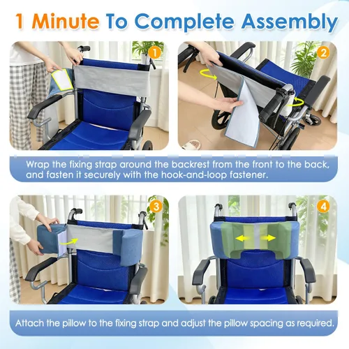 Vista 5 de Soporte lateral para silla de ruedas Cojines de cuña lateral para soporte de espalda, accesorios para sillas de ruedas para personas mayores