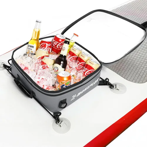 Vista 15 de MORXPLOR Bolsa térmica impermeable de PVC para paddleboard, 12 latas, enfriador aislado suave para paddleboard, camping, kayak