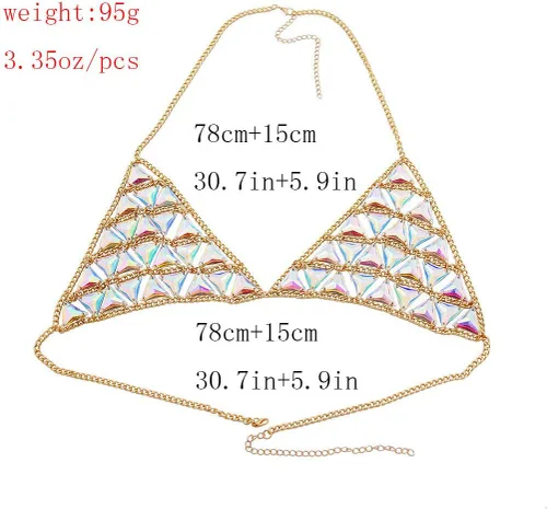 Vista 5 de Cadena corporal sexy para mujer Dorado