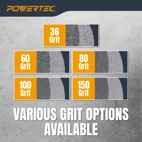 Vista 4 de POWERTEC Rueda amoladora de banco, muela abrasiva de 6 pulgadas, grano 60, óxido de aluminio, 6 ruedas amoladoras de banco para pedestal y bancos
