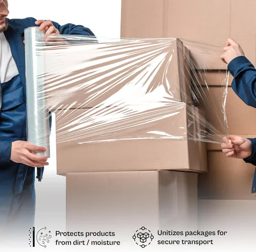 Vista 3 de PSBM - Envoltura elástica, paquete de 4, 15 pulgadas x 2000 pies, calibre 60, adherencia de plástico transparente, rollos de película elástica a