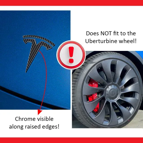 Vista 3 de IPG Compatible con Modelo Y Calcomanía (Juego de 8 Logotipos) Juego de Pegatinas Personaliza Su Vehículo (Fibra de Carbono Negro)