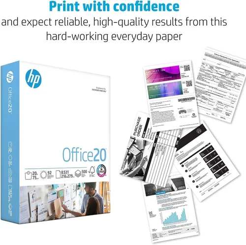 Vista 3 de HP Printer Paper Office 20 libras, 8.5 x 11, 1 resma Quickpack