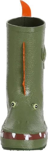 Vista 2 de Botas de lluvia de dinosaurio para niño, Roaring Dino Verde