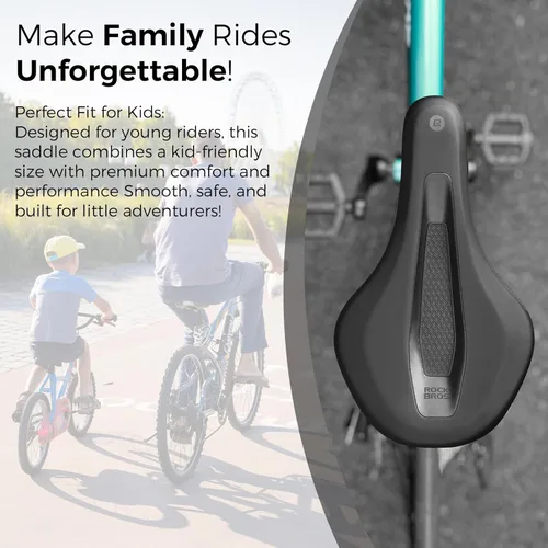 Vista 7 de ROCKBROS Sillín de bicicleta para niños, asiento de bicicleta de repuesto para jóvenes, asiento de bicicleta BMX con diseño ergonómico, concepto