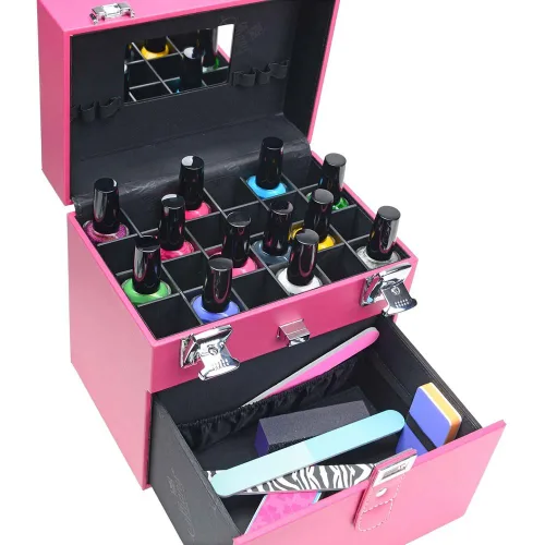 Vista 7 de Organizador de maquillaje valija, Shany Cosmetics Pink Matters uñas accesorios, Ave del Paraiso