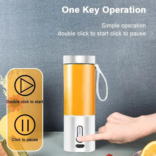 Vista 2 de Juicer portátil Batidora de batido USB recargable procesador de alimentos Máquina mezcladora de frutas Mini Juicer Blender Cup 530ML [Blanco]
