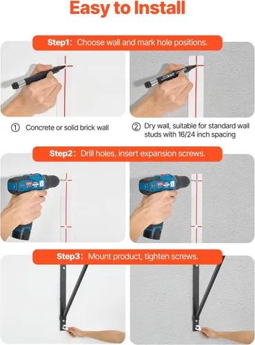 Vista 4 de VEVOR Pull Up Bar, Multi-Grip Wall Mounted Pull Ups, 50 in Width Multifunctional Chin Up Training Station, Heavy Duty Steel Upper Body Workout Bars