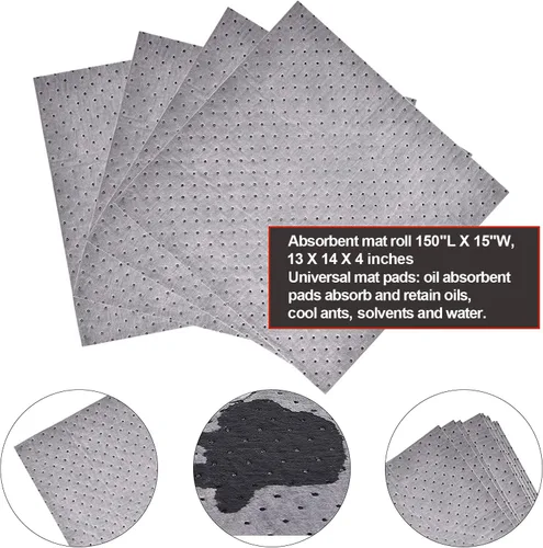 Vista 3 de Aain LT010A - Almohadillas absorbentes de aceite de alta resistencia, rollo de tapete de mantenimiento de aceite para todos los usos, color gris