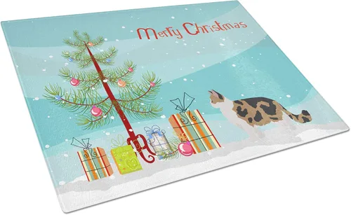 Vista 81 de Caroline's Treasures CK4739LCB Abyssinian Cat Merry Christmas Glass Cutting Board Large Decorative Tempered Glass Kitchen Cutting and Serving Board