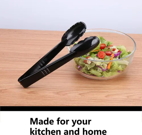 Vista 6 de Pinzas de plástico para cocina, juego de utensilios desechables, 12 piezas, pinzas de ensalada festoneadas de 9 pulgadas resistentes