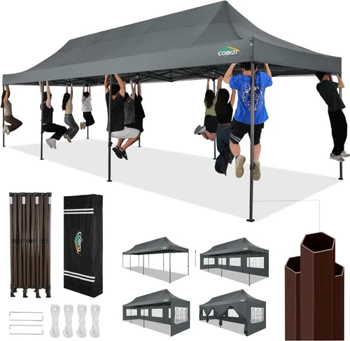 Vista 13 de COBIZI Tienda de campaña desplegable de 10 x 10 pies, toldo instantáneo comercial resistente con 4 paredes laterales, proveedor impermeable