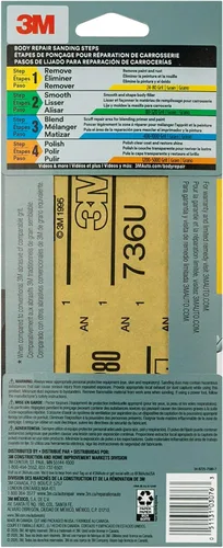 Vista 5 de 3M Papel de lija Performance 03076, grano 80, 3 23 pulgadas x 9 pulgadas, 5 hojas por paquete