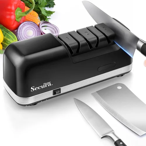 Vista 7 de Secura Afilador de cuchillos eléctrico de 2 etapas con abrasivos de diamante y guías de ángulo de precisión, herramienta de afilado profesional