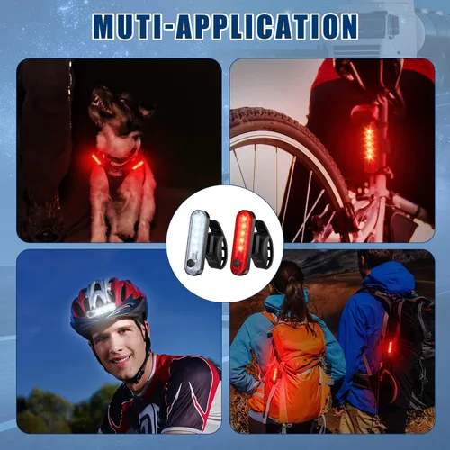 Vista 7 de Paquete de 20 luces traseras LED recargables por USB para bicicleta, impermeables, para luces traseras de bicicleta, 4 opciones de modo de luz, 20