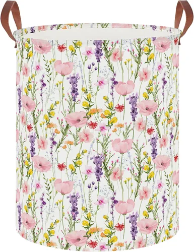 Vista 13 de Cesta de lavandería de 19.7 pulgadas, cesta de ropa sucia para niños, contenedor de almacenamiento de juguetes impermeable, decoración