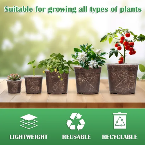 Vista 6 de Paquete de 30 macetas transparentes de vivero de 7/6/5/4/3 pulgadas para plantas, macetas de plástico flexible con agujeros de drenaje, macetas