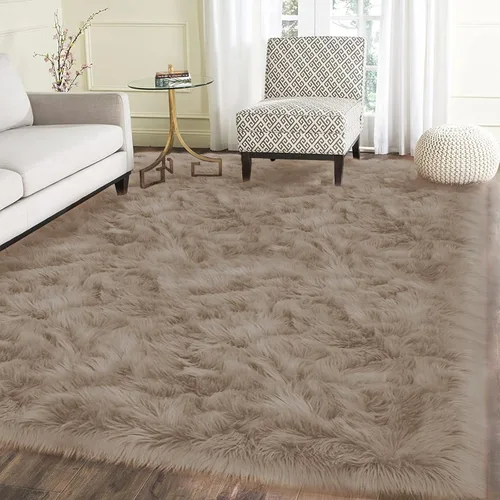 Vista 86 de Latepis - Alfombra rectangular de piel sintética tipo lana de oveja suave y esponjosa de estilo bohemio para sala de estar, dormitorio y residencias