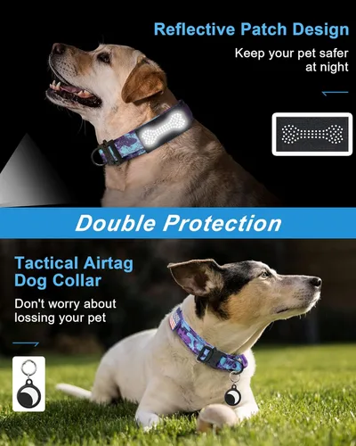 Vista 4 de Hotsky Juego de collar y correa táctica para perro, collar militar resistente con asa y hebilla de metal para entrenamiento y caminar, con soporte